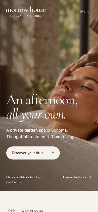 Morrow House homepage on mobile