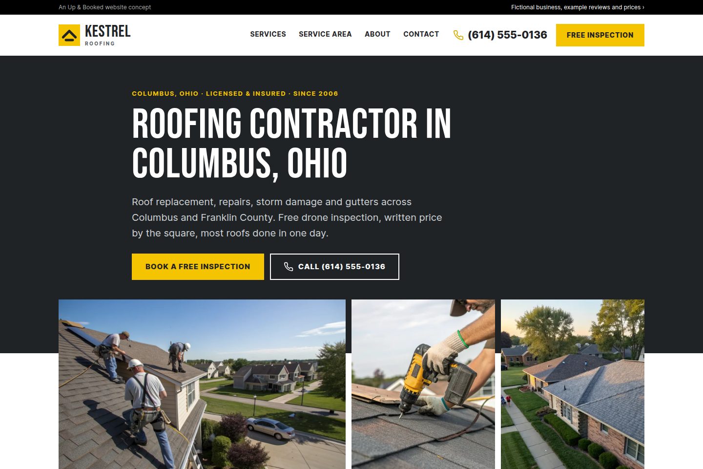 Kestrel Roofing homepage