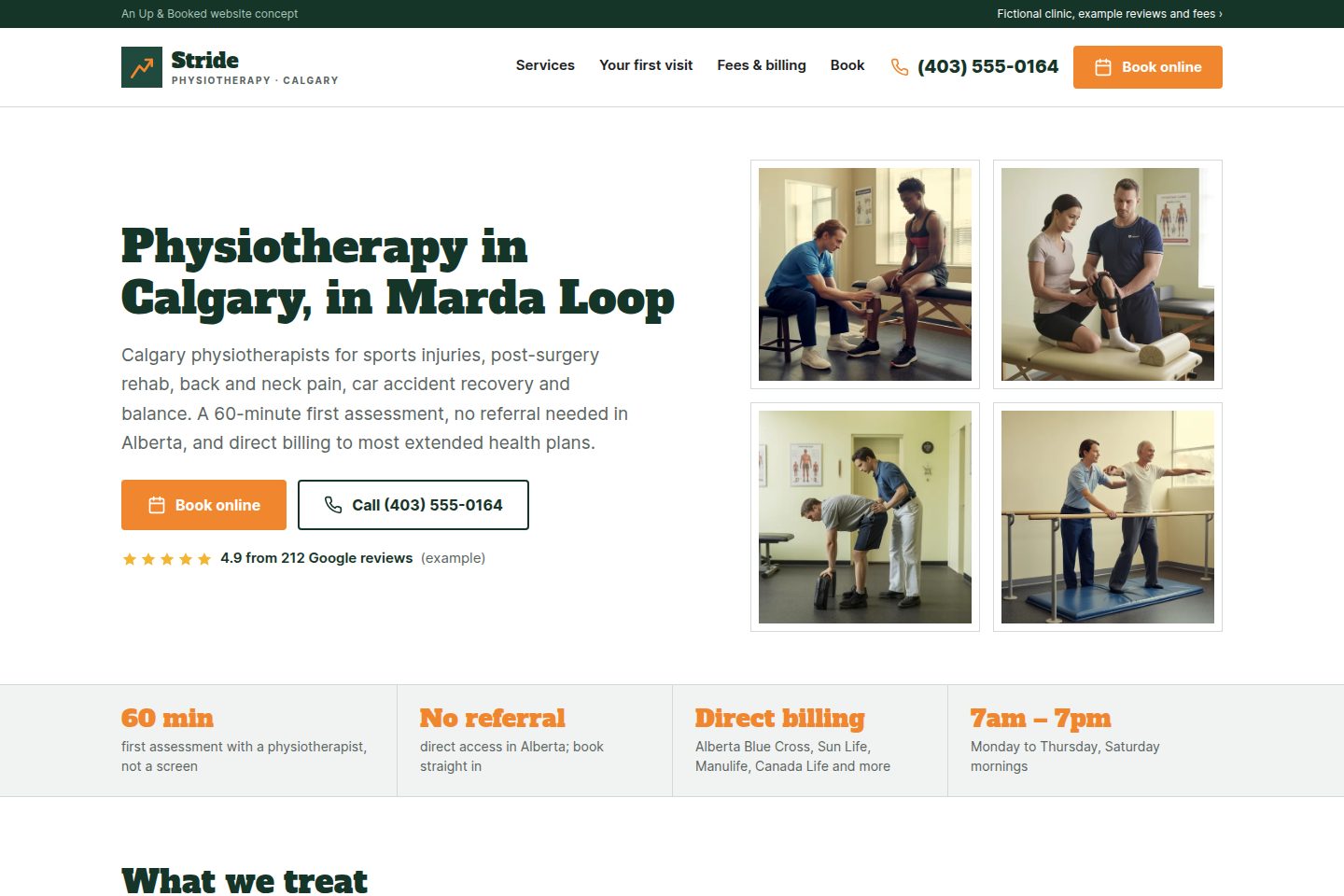 Stride Physiotherapy homepage